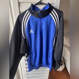 Adidas Black and Blue Half-Zip Jacket